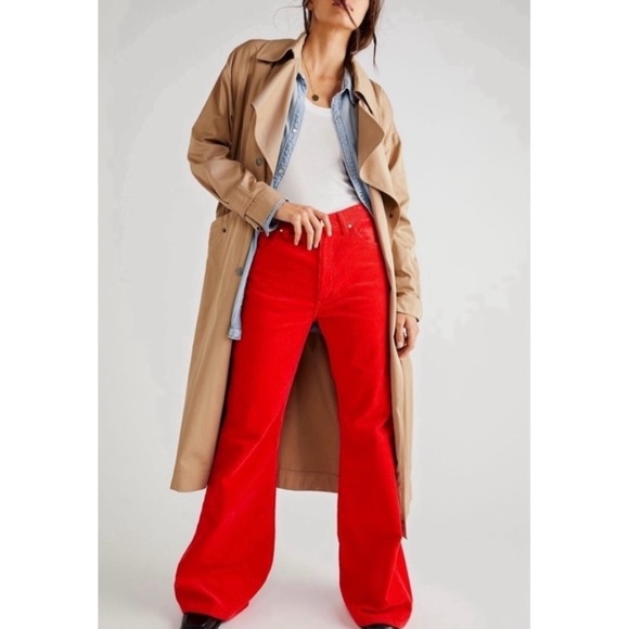Wrangler | Wanderer High Rise Flare Red Cords Wide Bootcut Bell Bottom Jeans - Picture 1 of 16